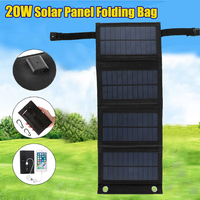 20W Foldable Solar Panel 5V USB Folding Bag Solar Cell Charger Power Bank for Mobile Phone Outdoor Camping Hiking Cycling