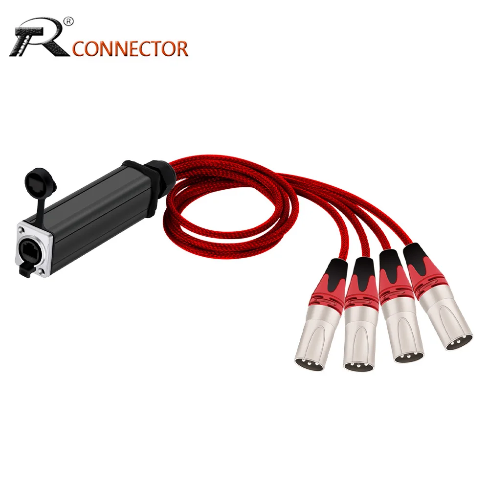 

4 Channel 3Pins XLR Multi Network Receiver Cable Splitter to RJ45 CAT5 Box Cable Extender for Stage Lighting Recording Studio