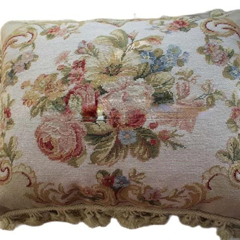 

Подушка Needlepoint 15K 16 x 20 дюймов, подушка ручной работы с цветочным узором без вставки