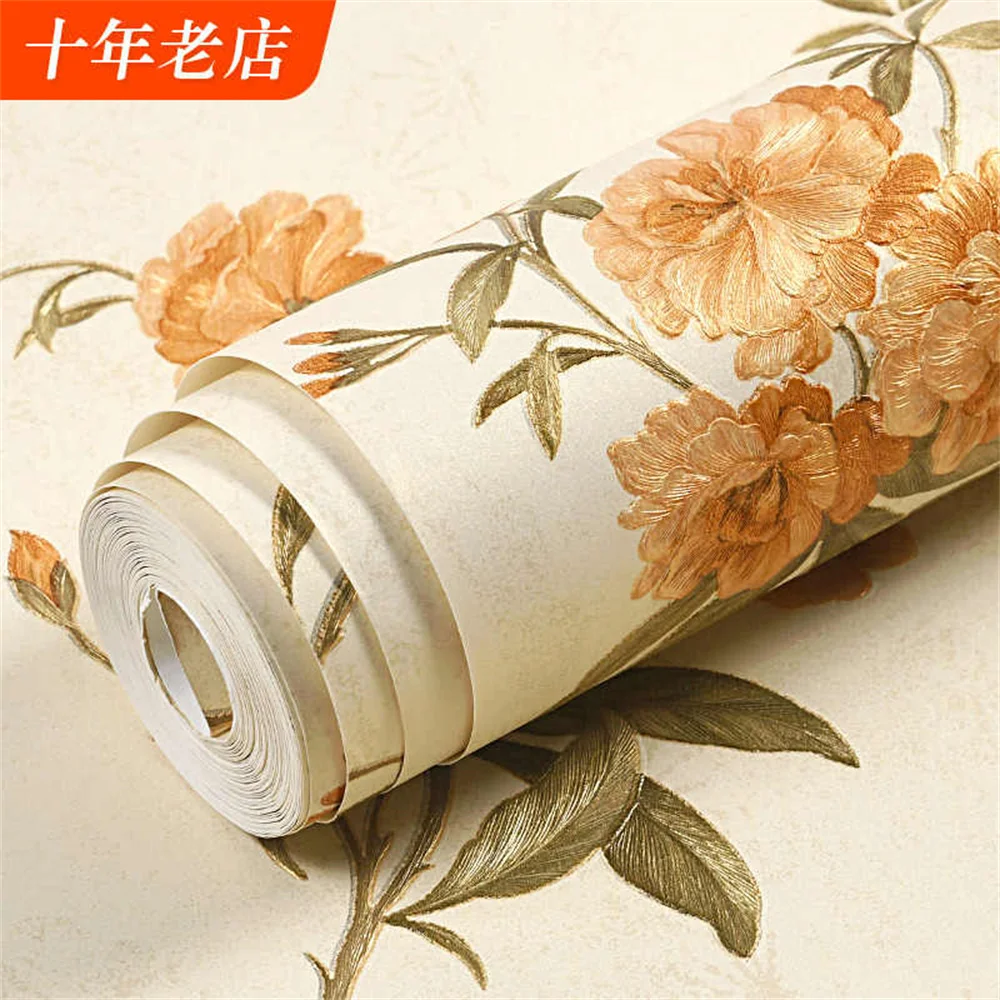 Vintage Floral Wallpaper Mural Non-woven Classical Pastoral Vine Flower Wall Paper Retro Living Room Decor Wallcovering