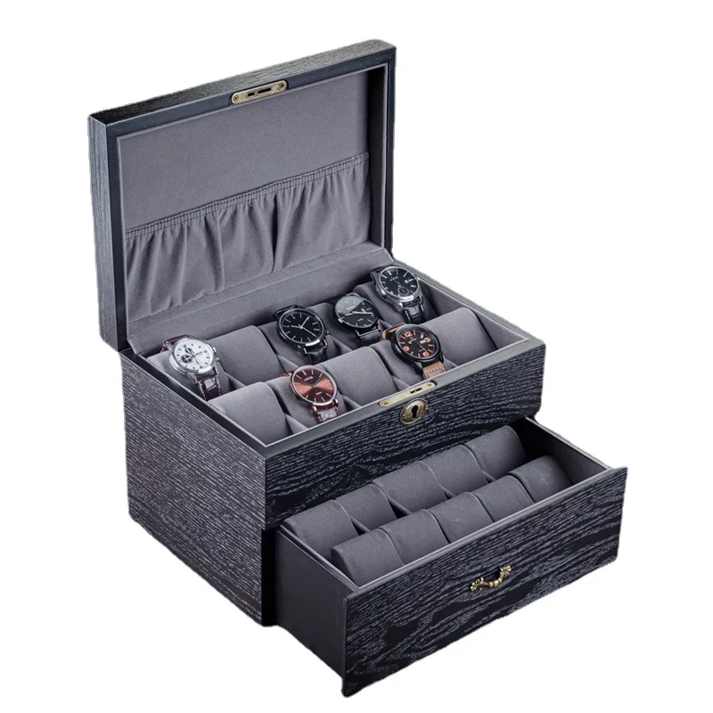 Luxury Ash Wooden Watch Boxes Storage Organizer Box 20 Slots Jewelry Mechanical Watches Box with Lock Case Wood Display Gift