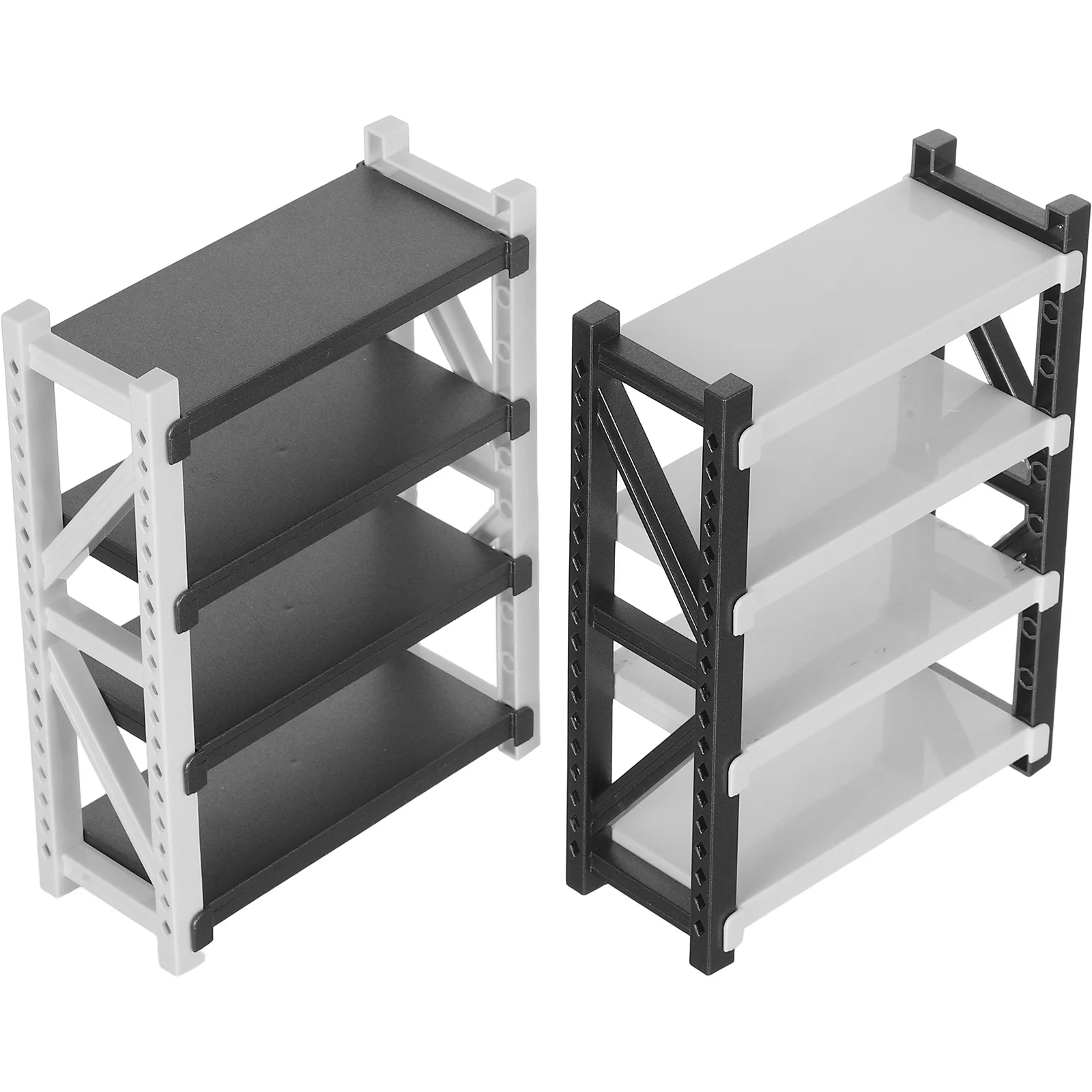 

2Pcs Miniature Storage Rack Plastic Shelves Multilayer Organizer for Dollhouse Display Furniture Tiny Bookshelf and Warehouse