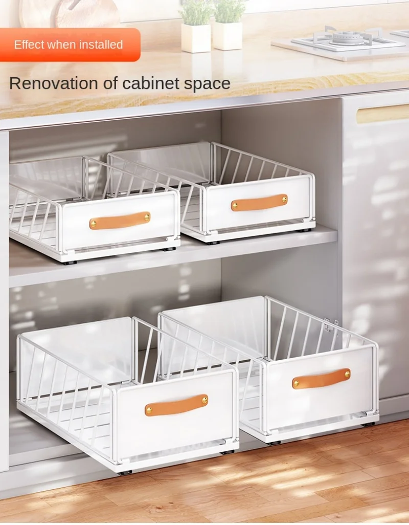 Foldable Kitchen Drawer Storage Rack Dish Rack Cabinet Storage Box spice Cereal Storage Jar Shelf Basket Kitchen Accessories