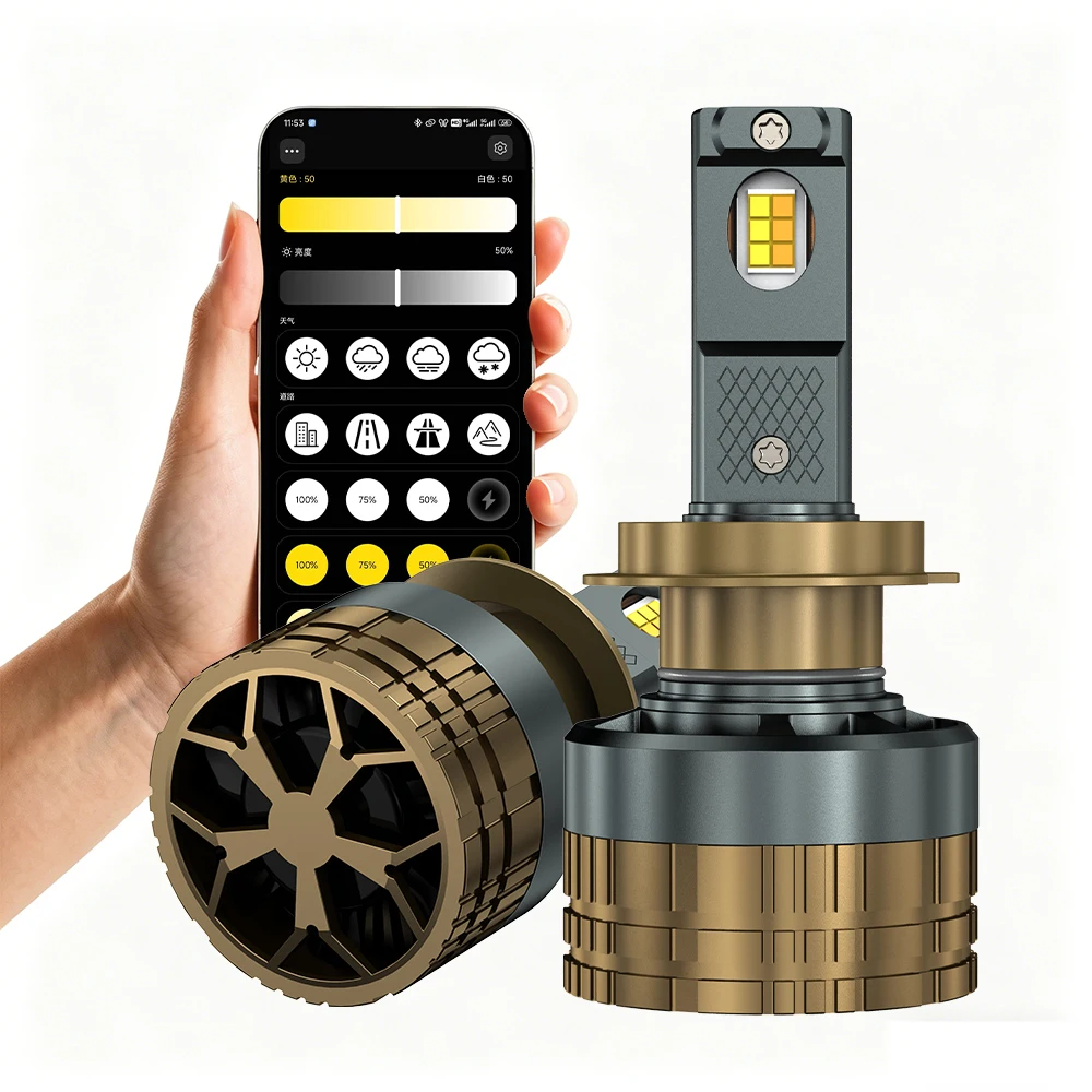 

Светодиодные лампы для фар автомобиля 8800W H4 с Bluetooth-управлением через приложение, цветные, H7 H11 LED H1 9005 9006 HB3 HB4 9012, автомобильные светодиодные лампы для фар