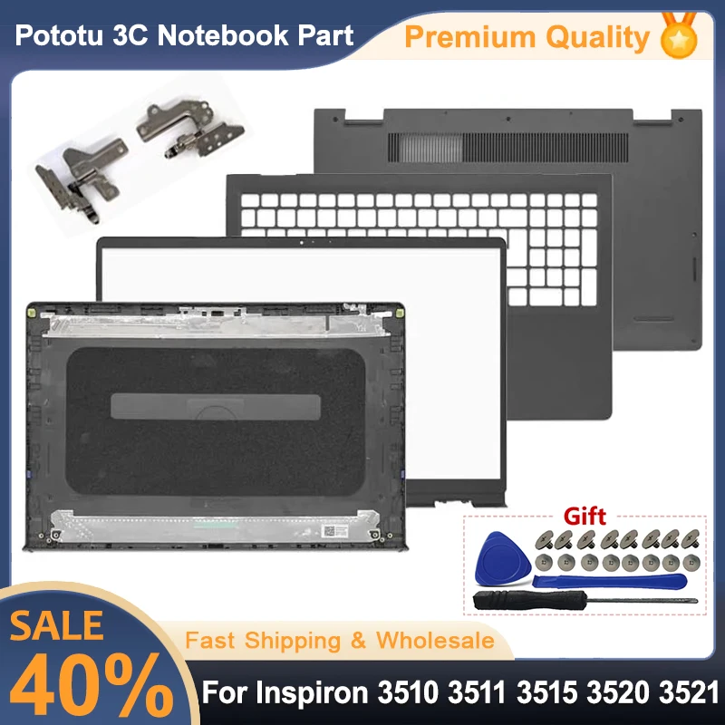 

For Inspiron 15 3510 3511 3515 3520 3521 LCD Screen Back Cover Front Bezel Hinges Palmrest Bottom Case Top Repalce Cover Black