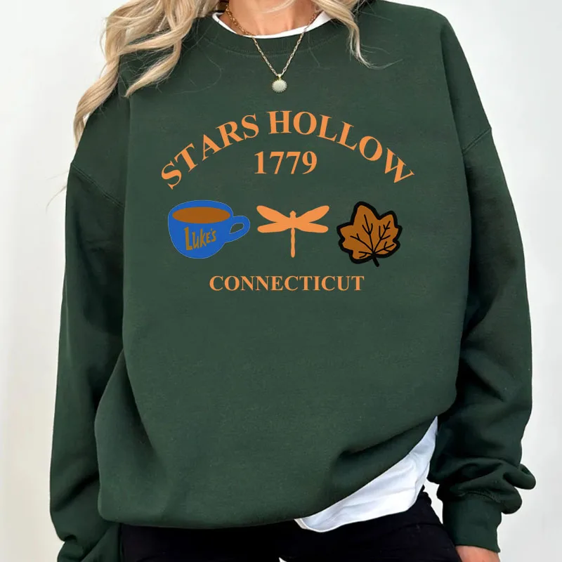 Halloween Sterne hohl Connecticut Sweatshirt Frauen Crewneck Pullover Gilmore Mädchen Hoodie Buch Liebhaber Sweatshirts Frau Kleidung