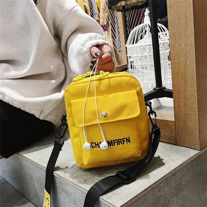 Small Women Canvas Shopper Bag Crossbody Shoulder Messenger Coin Purse Cartoon Cell Phone Shoulder Bags Women Handbags