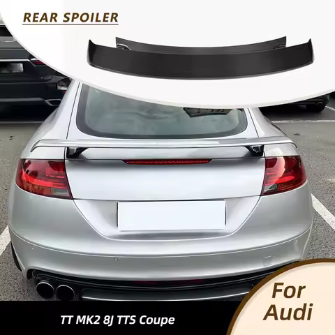 Carbon Fiber Rear Boot Double-Deck Spoiler Trunk Tail Wing For Audi TT MK2 8J TTS Coupe 2Door 2008-2014 Change to TTRS FRP Black