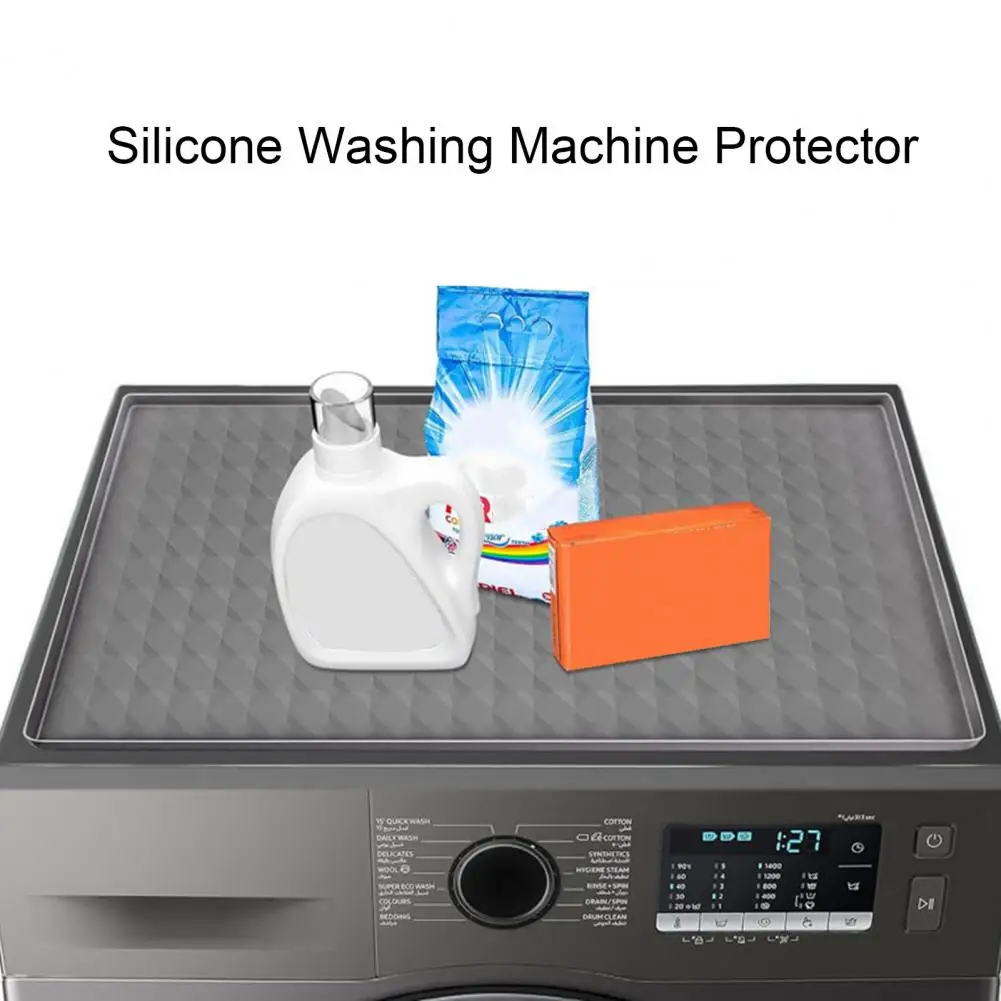 Silicone Washer Dryer Cover Stain-resistant Washing Machine Pad Stain-Resistant Silicone Easy to Clean Protector Mat for Laundry