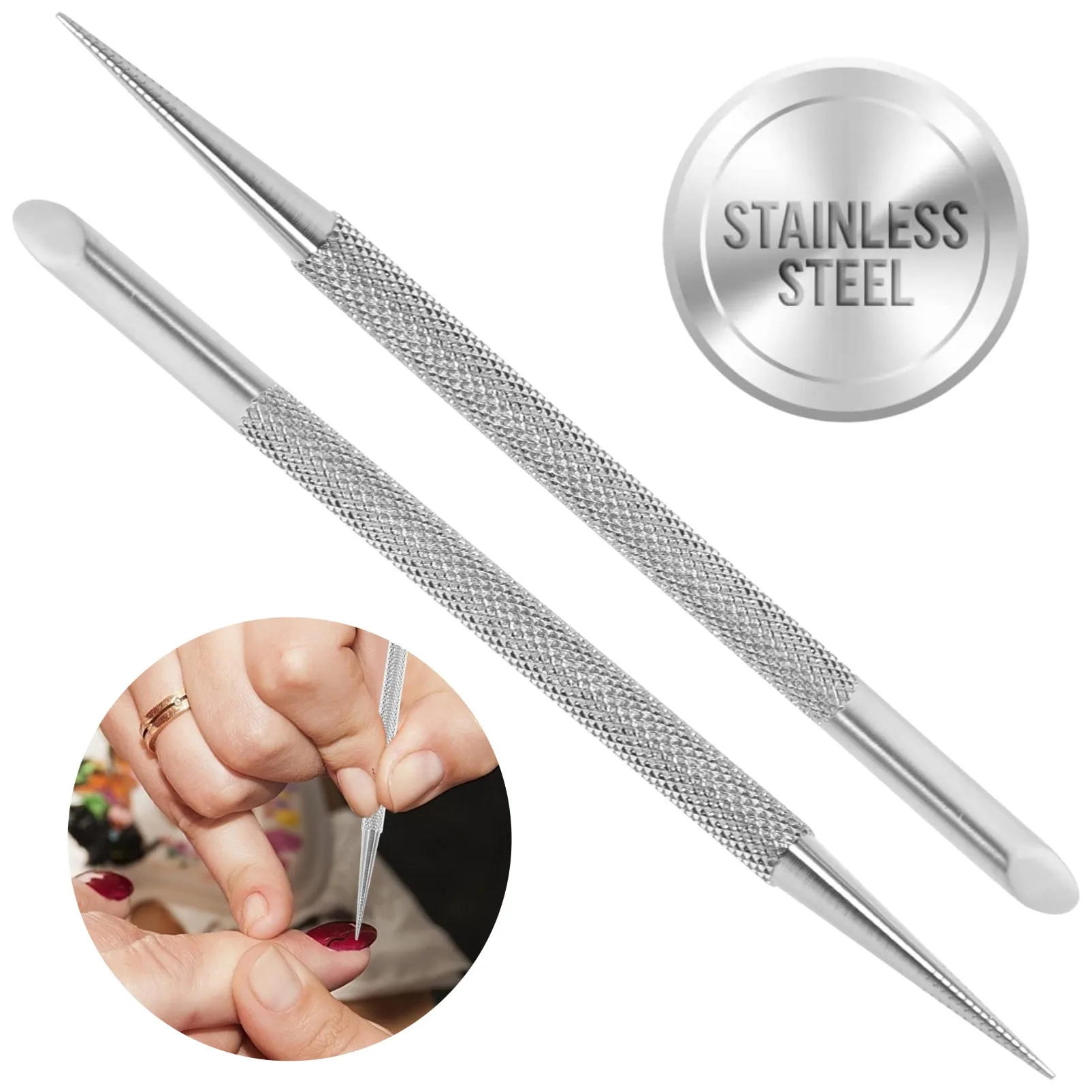 

Толкатель для кутикулы из нержавеющей стали, средство для удаления кутикулы, резак, очиститель лака для ногтей, инструмент для маникюра и педикюра, для ногтей и ногтей