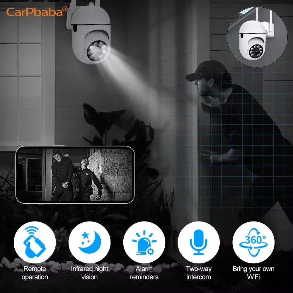 Câmera IP iCam365 2MP Inteligente de segurança doméstica externa WIFI CCTV Vigilância com visão noturna colorida sem fio HD Áudio bidirecional 1080P