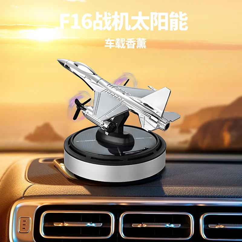 

New F16 Snapdragon Car Aromatherapy with Solar Powered Aircraft, Rotating and Deodorizing with Light for Long lasting Fragrance