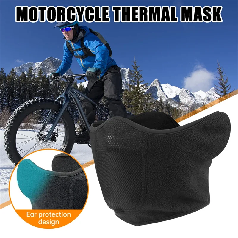 Winter Warm Cycling Mask Windproof Half Face Mask Outdoor Camping Fishing Running Face Cover Polar Fleece Ear Protection