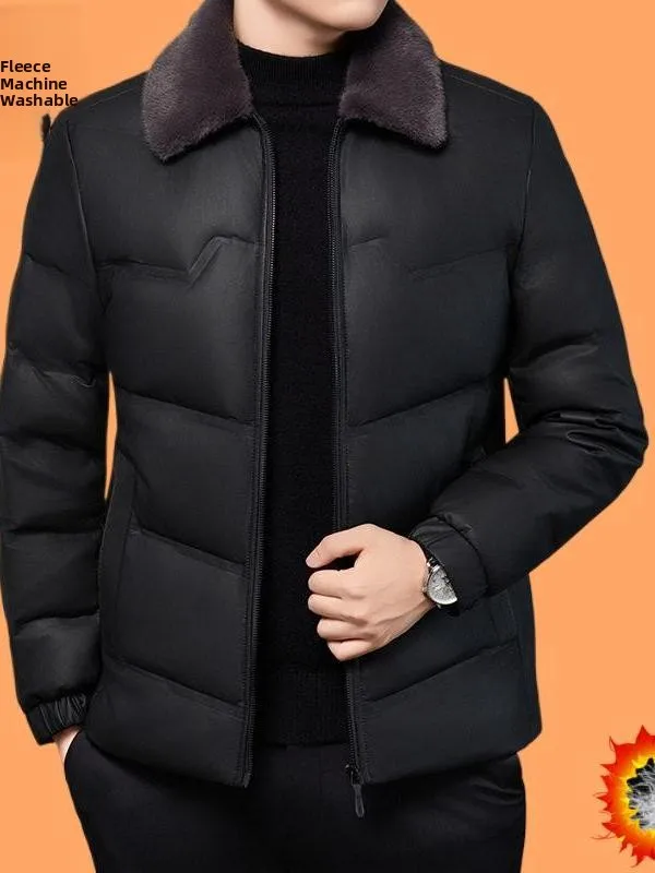 

Утепленная мужская зимняя куртка с меховым воротником, повседневная деловая верхняя одежда, теплая, для отдыха, из полиэфирного волокна