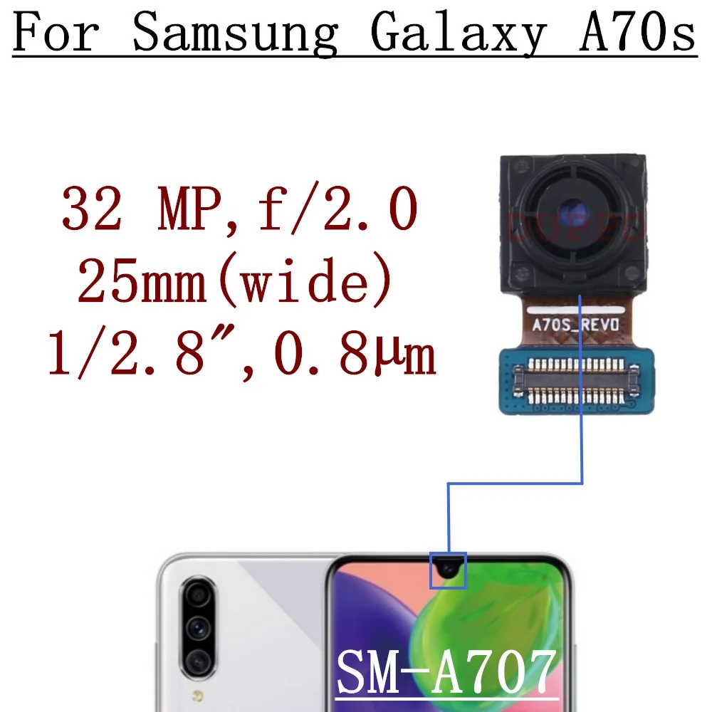 Rear Front Camera For Samsung Galaxy A70 A705 A705F A70s A707 A707F Backside Back Facing Wide Camera Module Parts