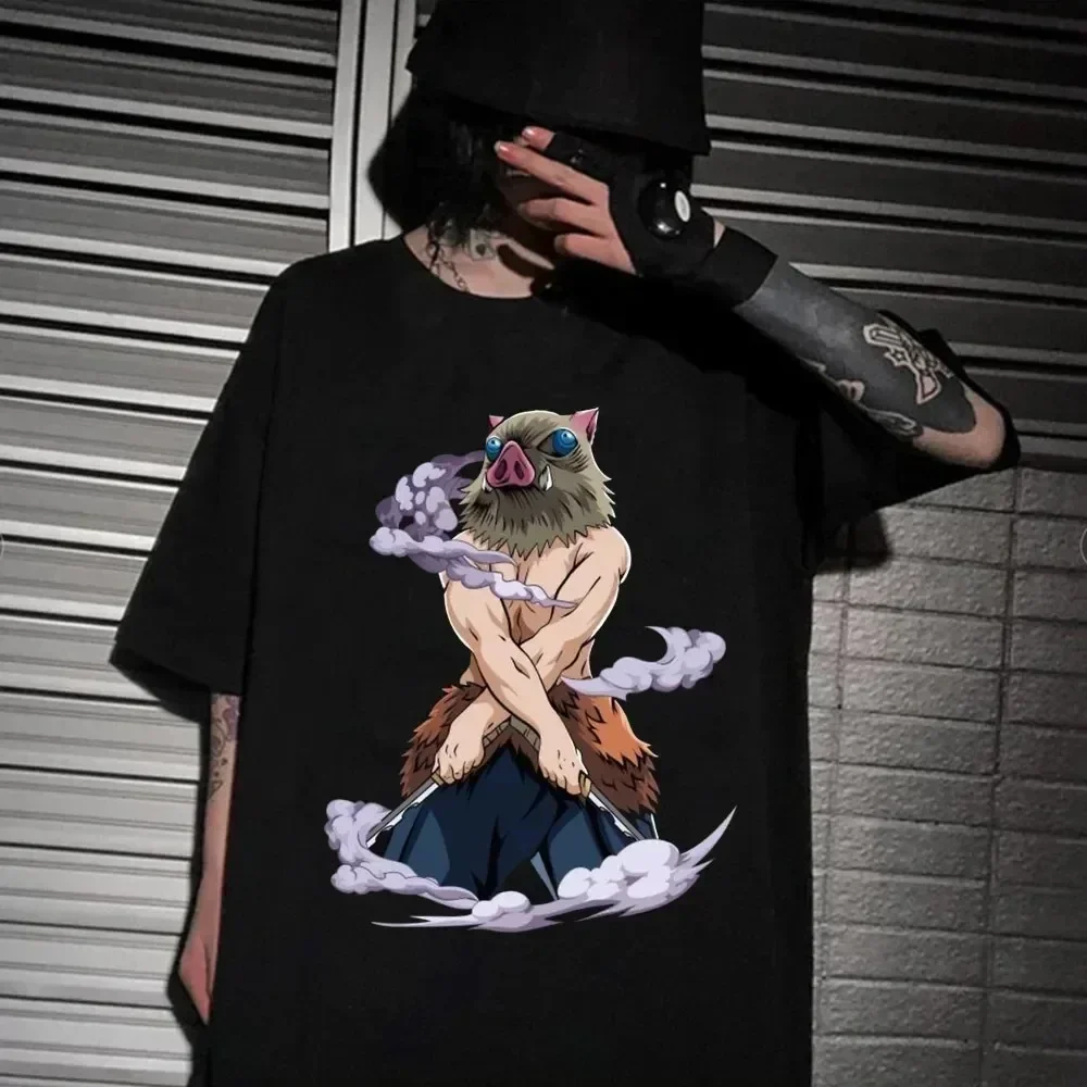 Demon Slayer Blade Anime Short Sleeve T-shirt Men Hashihira Innosuke Hip Hop Japanese Street Style Respzed T Shirts