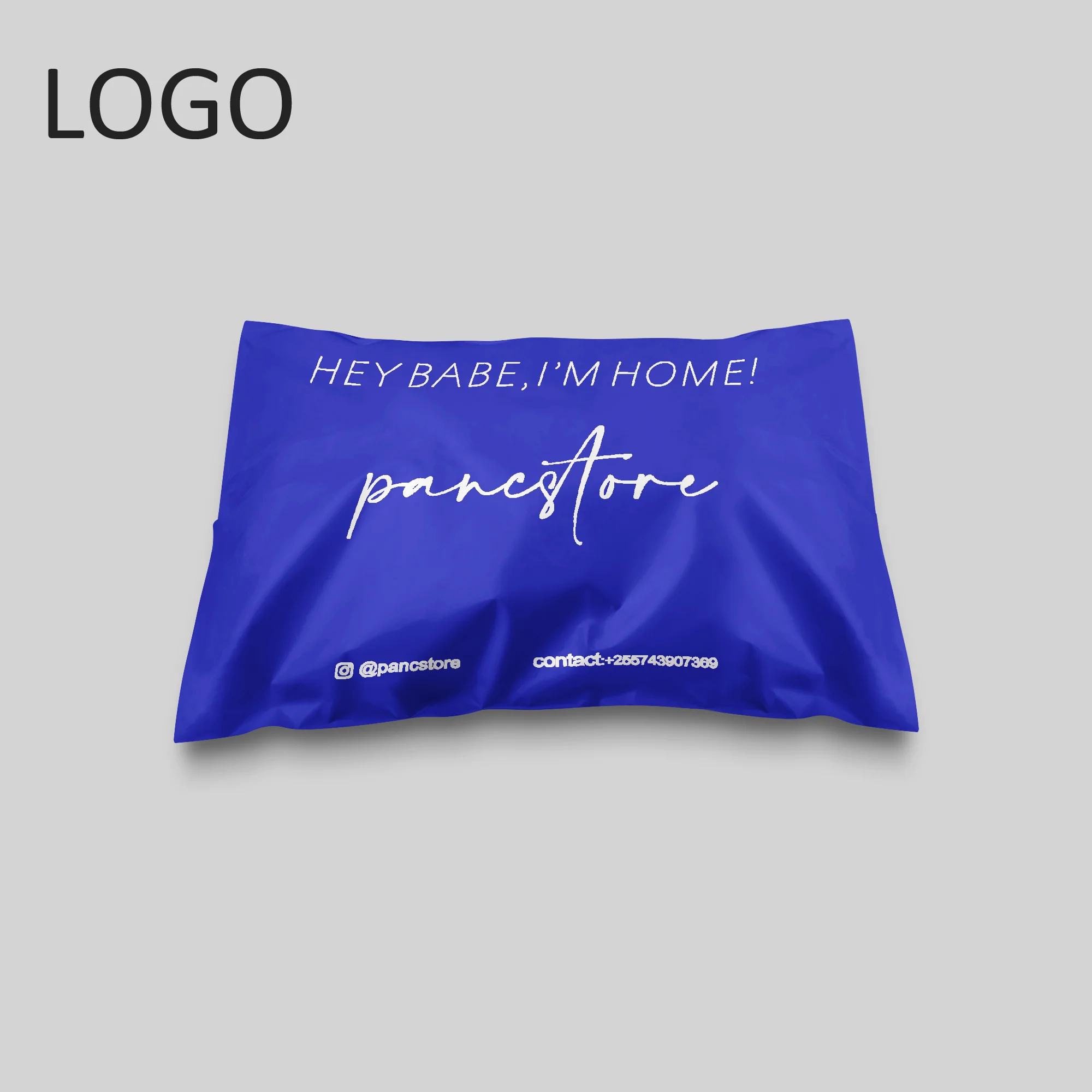 

Custom logo customization service high quality Eco friendly luxury dark blue mailer bags Royal blue shipping bags for clothes