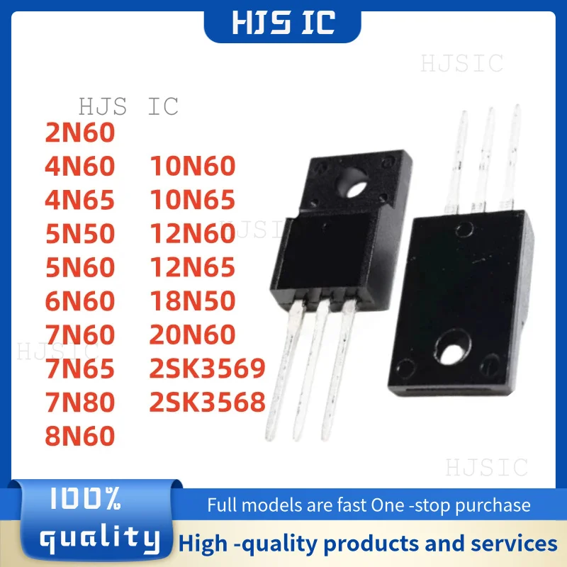 10PCS TO-220F Transistor Mosfet de Canal N 600V 20N60 6N60 7N65 4N60 10N60 2N60 8N60 12N60 18N50 7N60 5N60 4N65 12N65 10N65 5N50
