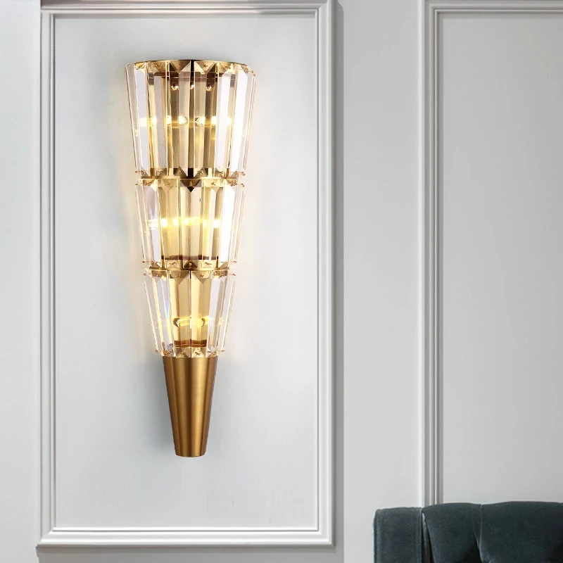 

French Crystal Wall Sconce - Minimalist Luxury Lighting for Bedroom & Living Room, Artistic Hallway/Entryway Accent