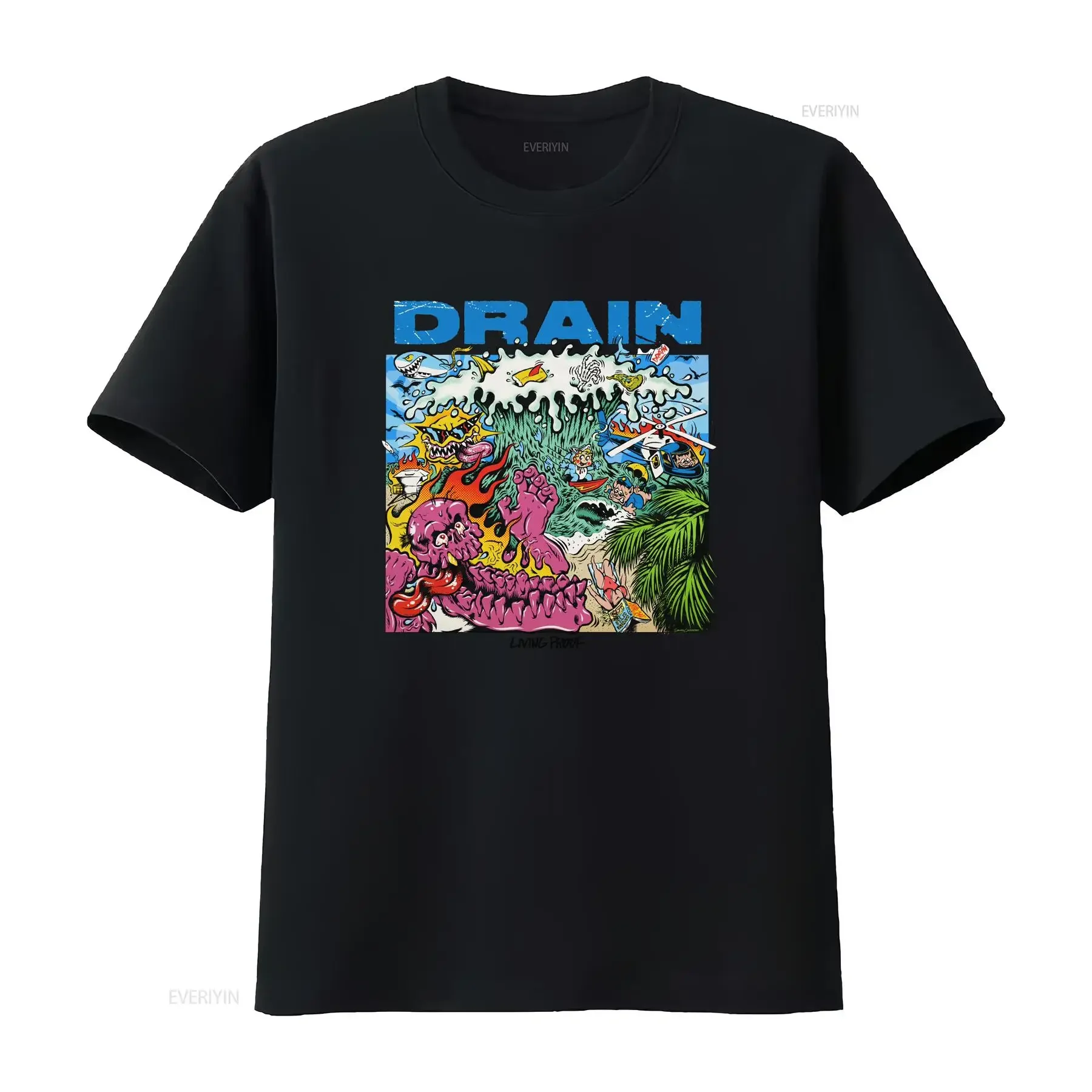 Drain Band Living Proof White T Shirt Full Size S 5XL ET364 vintage Washed Slightly Breathable fashion Comfortable Versatile
