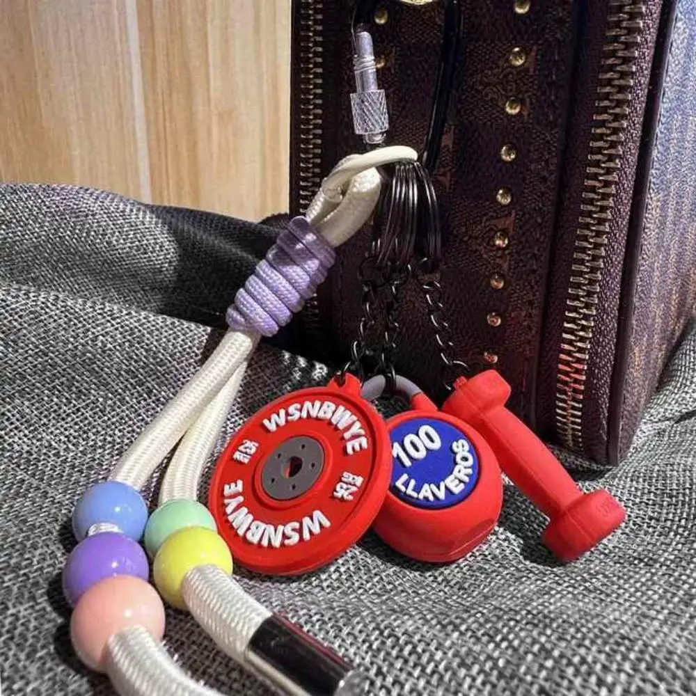 

Creativity Mobile Phone Lanyard Personality Designed Key Chain With Dumbbell Braided Lanyard For Bag Sports Fitness Bags Pendant