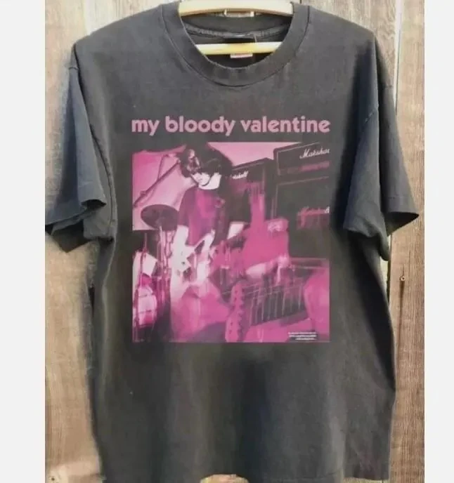 

Женская летняя футболка больших размеров в винтажном стиле My Bloody Valentine, хлопковая, дышащая, стильная, универсальная, в уличном стиле, оверсайз