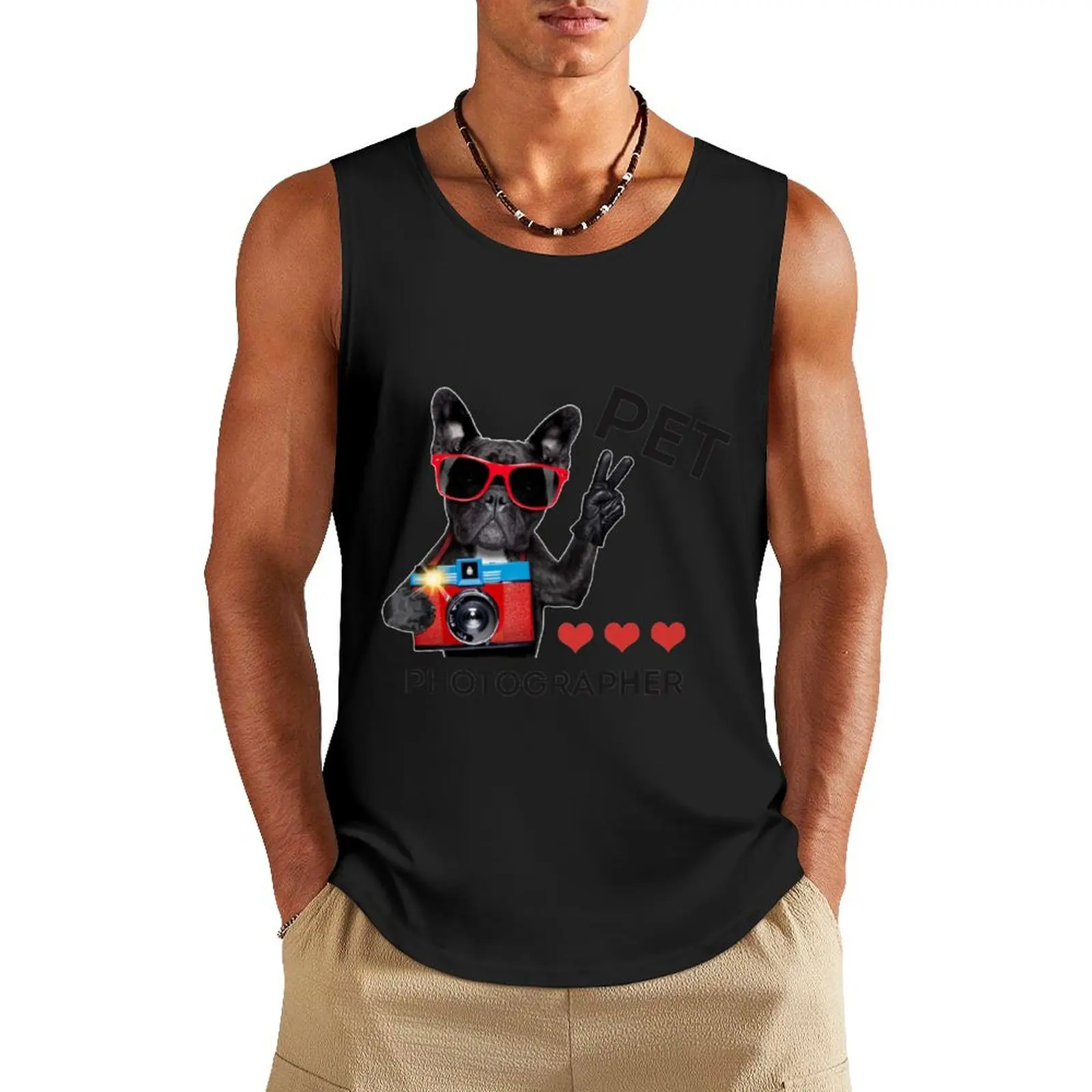 Pet Photographer Dog Taking Pictures with Camera Tank Top bodybuilding men sports suits