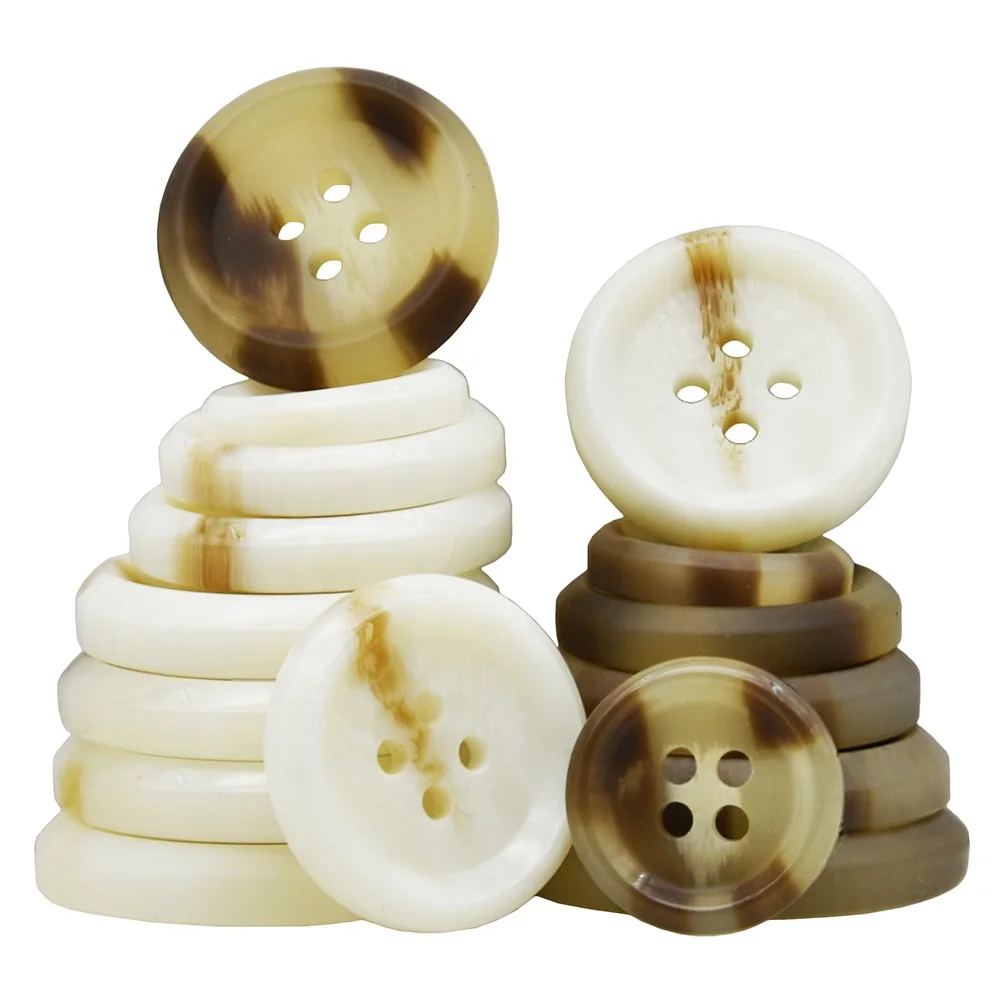 10PCS/30PCS Resin Round Piping Suit Buttons 4 Holes 18mm-30mm Sewing Accessory for Shirt Windbreaker Clothing Pattern Button