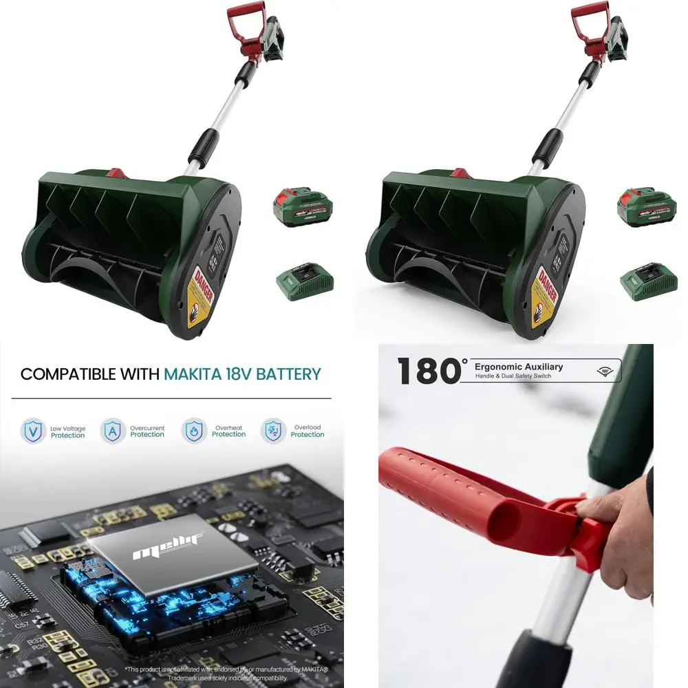 

Беспроводная снегоочиститель 18 В, 12 электрических снегоочистителей с регулируемой ручкой, аккумулятором емкостью 4,0 Ач и быстром зарядным устройством