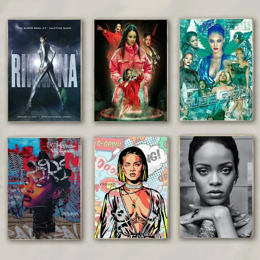 1 قطعة المغني R-RIHANNAS المشارك طباعة لغرفة النوم غرفة المعيشة ديكور المنزل اللوحة جدار الفن HD صورة جدارية #2