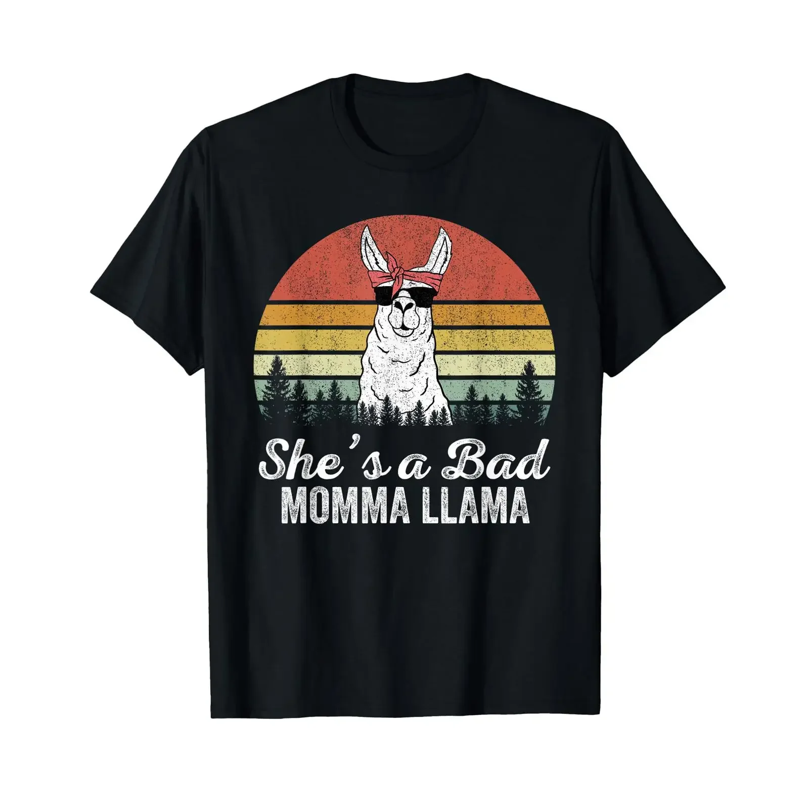 Retro She's A Bad Momma Llama T Shirt Funny Mama s Vintage vintage Washed Soft Stylish Unisex streetwear Breathable graphic