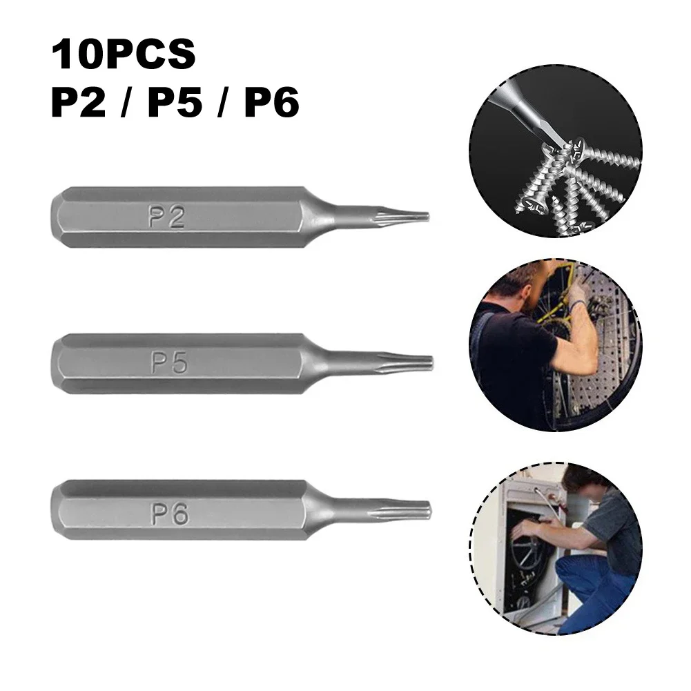 10pc Pentagram Screwdriver Bit 4mm Small Hex Shank Screw Driver Bits Set P2 P5 P6 Pentacle Star Head Screwdriver Bits Power Tool