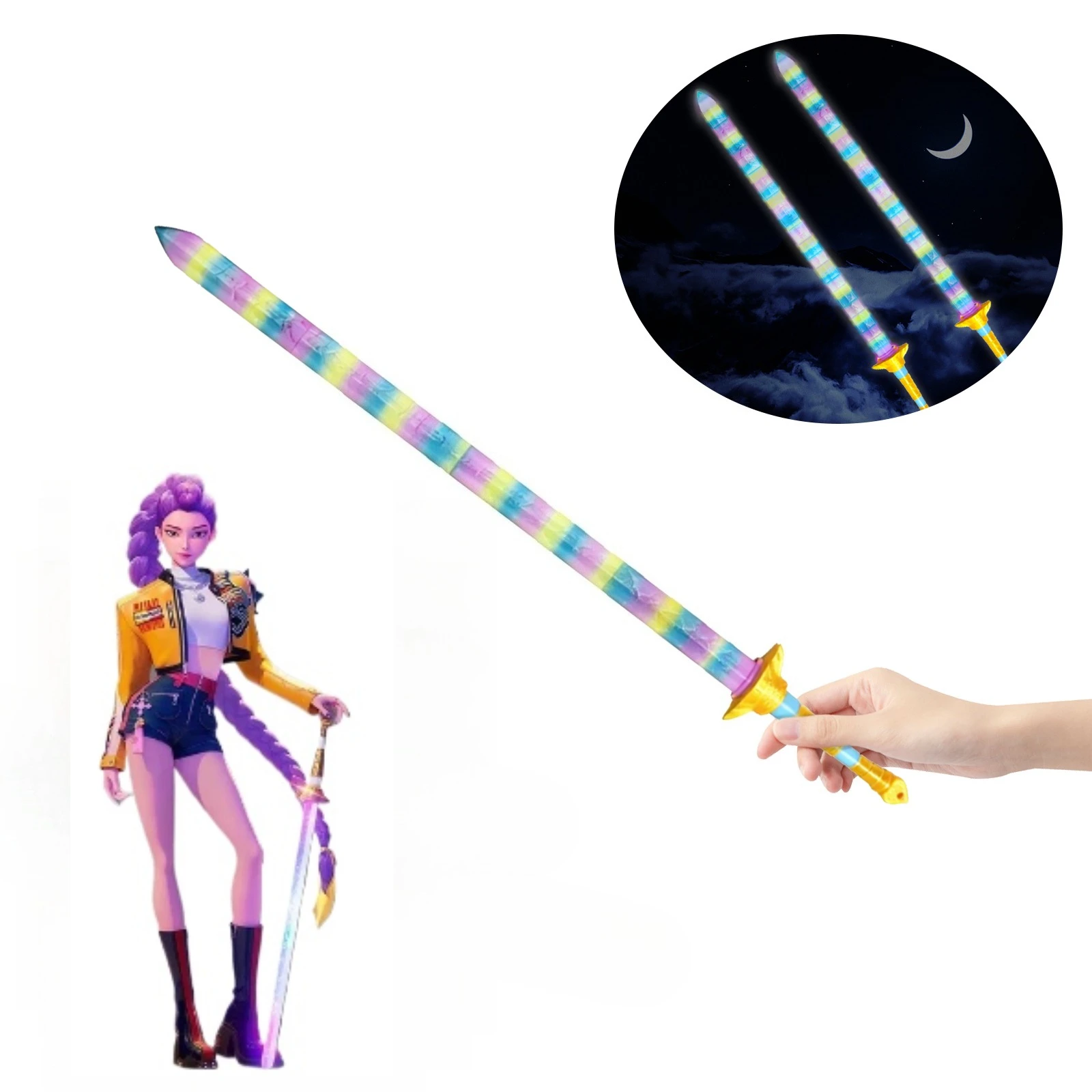 Rumi kpop-démon caçadores cosplay luzes espada armas roleplay adereços para menina grupo ídolo halloween carnaval traje acessórios