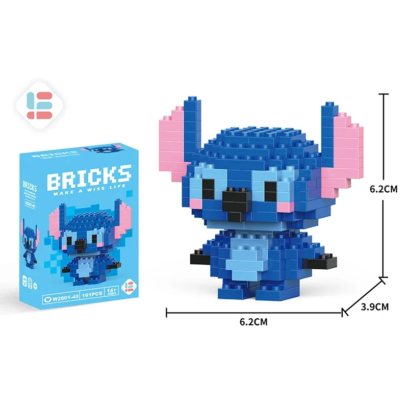 Bloques de construcción de princesa de Anime de Disney, Stitch, Mickey Mouse, mini figuras de acción, juguetes de bloques, juguetes de ensamblaje,