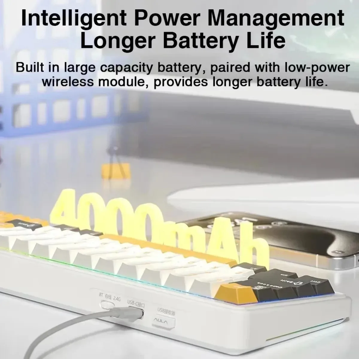 AULA F65 Wireless Gaming Keyboard 67Keys Three Mode Custom Wireless/Bluetooth/Wired Full Key Hot-swapable Esports RGB Keyboards - Image 4