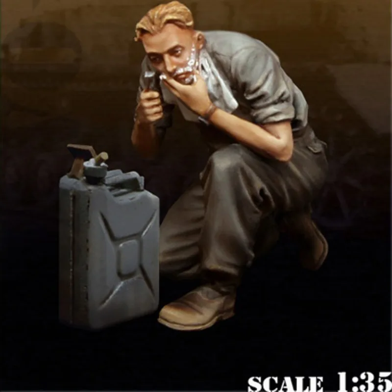 Maßstab 1:35 aus dem Zweiten Weltkrieg, rasierter Soldat, Kunstharzfigur, zusammengebauter Modellbausatz, historisches Militärthema, Miniaturspielzeug, unmontiert, unbemalt
