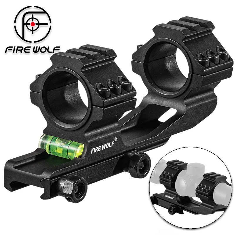 

FIRE WOLF 30/25.4mm Scope Mount with Built-in Bubble Level One Piece Dual Ring Holder Top Rails for 21mm Picatinny Rail