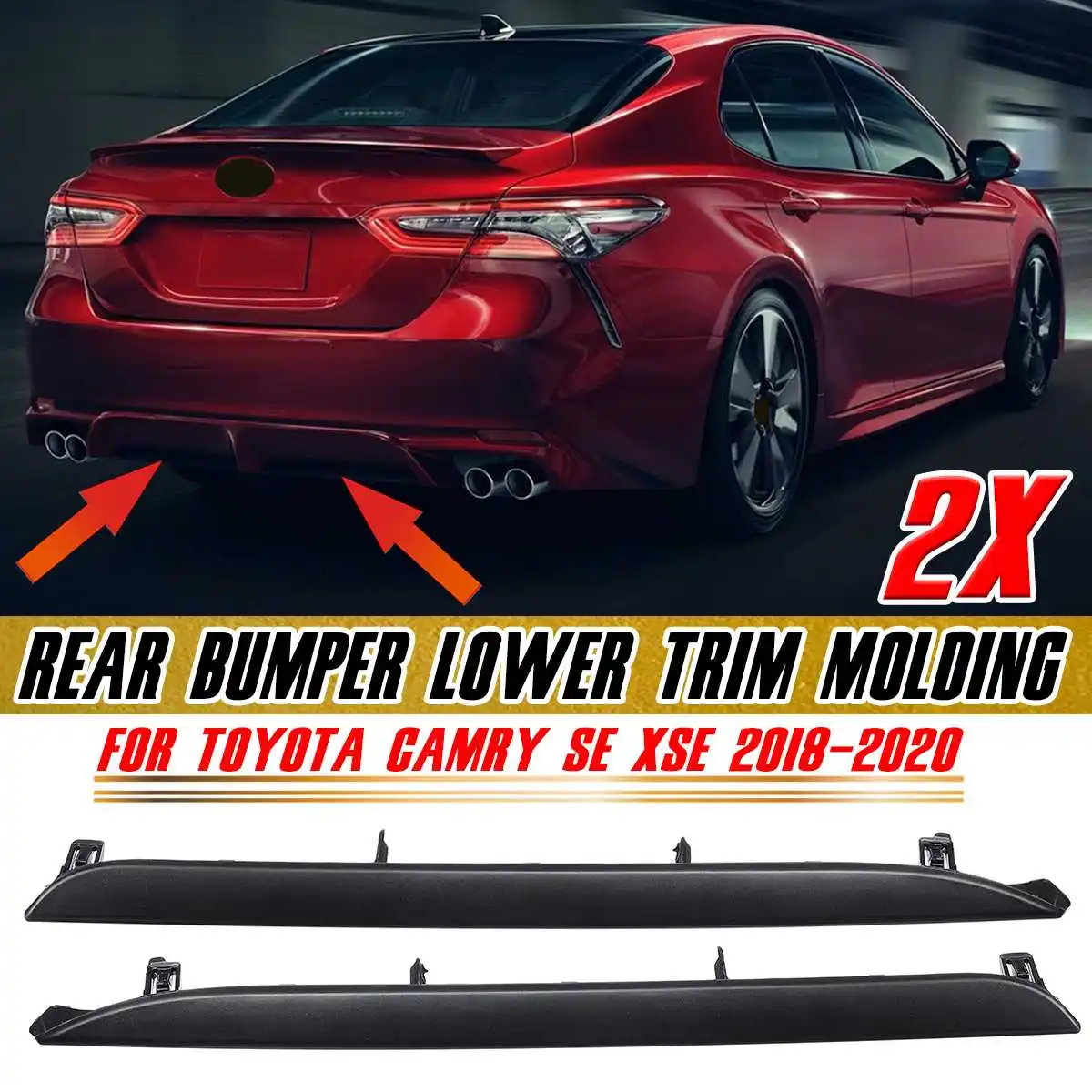 Left+Right Car Rear Bumper Diffuser Lip Spoiler For Toyota For Camry SE XSE 2018-2020 Rear Bumper Protector Splitters Body Kit