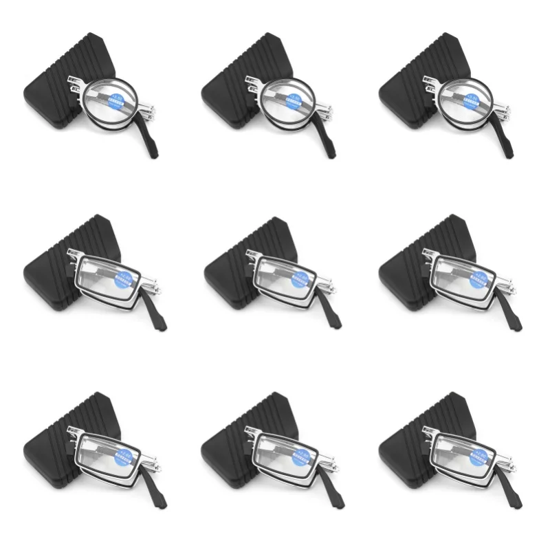 

9 шт. складные очки для чтения для мужчин и женщин, линзы с защитой от синего света, полностью металлическая оправа, очки для дальнозоркости с бесплатным чехлом