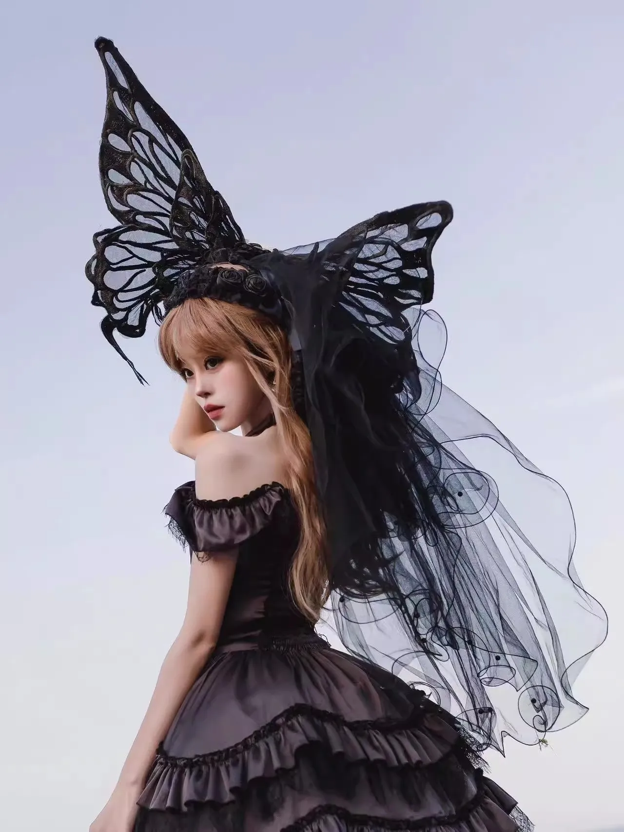 Harajuku Lace Angel Wings Fairy Dress Up Cosplay Costume Lolita With yarn Wing Accessories Little Devil Halloween DIY Decoration