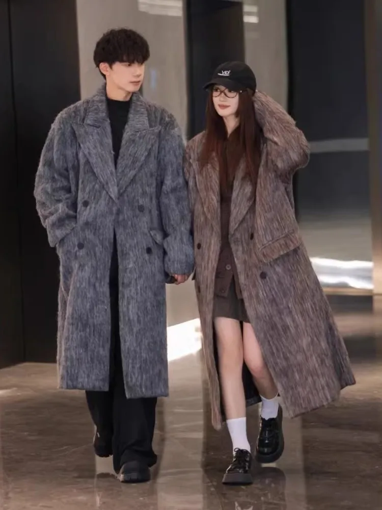 

Long Over-Knee Men's Woolen Coat Autumn Winter Sle High-End Korean Couple Windbreaker Mid-Length Premium Woolen Jaet