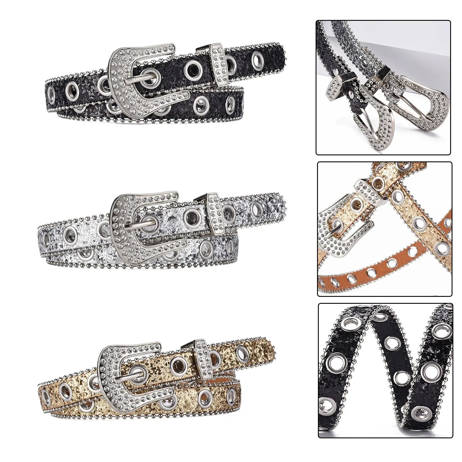Western Rhinestone Belt Cowboy Cowgirl Belt Bling Studded Belt