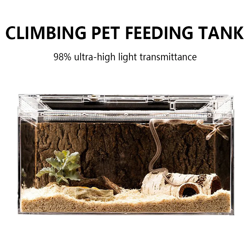 

Reptiles Breeding Tank Transparent Acrylic Feeding Boxs Pet Terrariums Reptile Accessories for Turtles Lizards Spider Scorpion