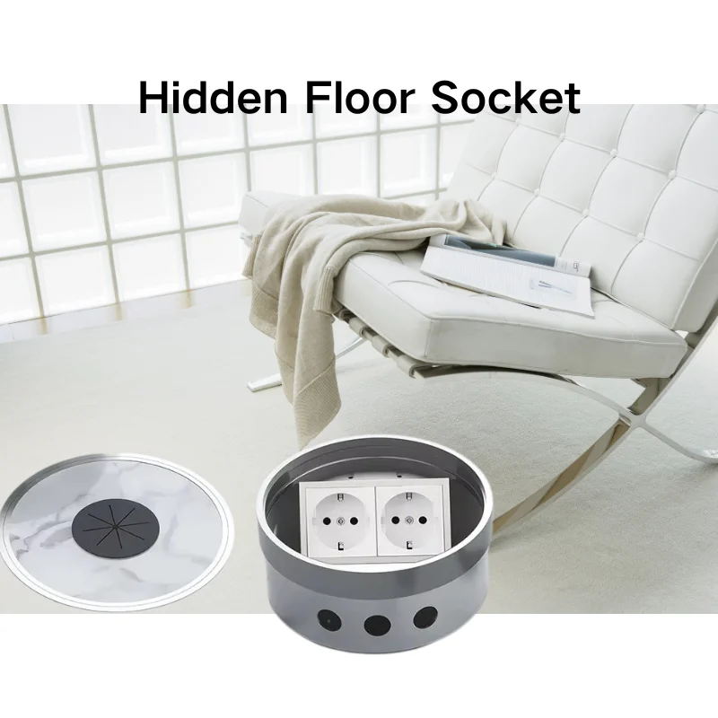 

Round Embedded Invisible Floor Socket, Pure Flat and Ultra-thin Floor Insertion Socket, Inset and Hidden Foot Socket