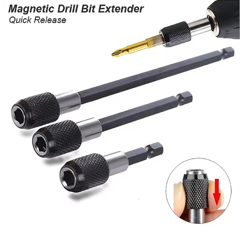 

1/4 Inch Hex Shank Quick Release Electric Drill Magnetic Screwdriver Bit Adjustable Extension Holder Bar Shank Power Tool