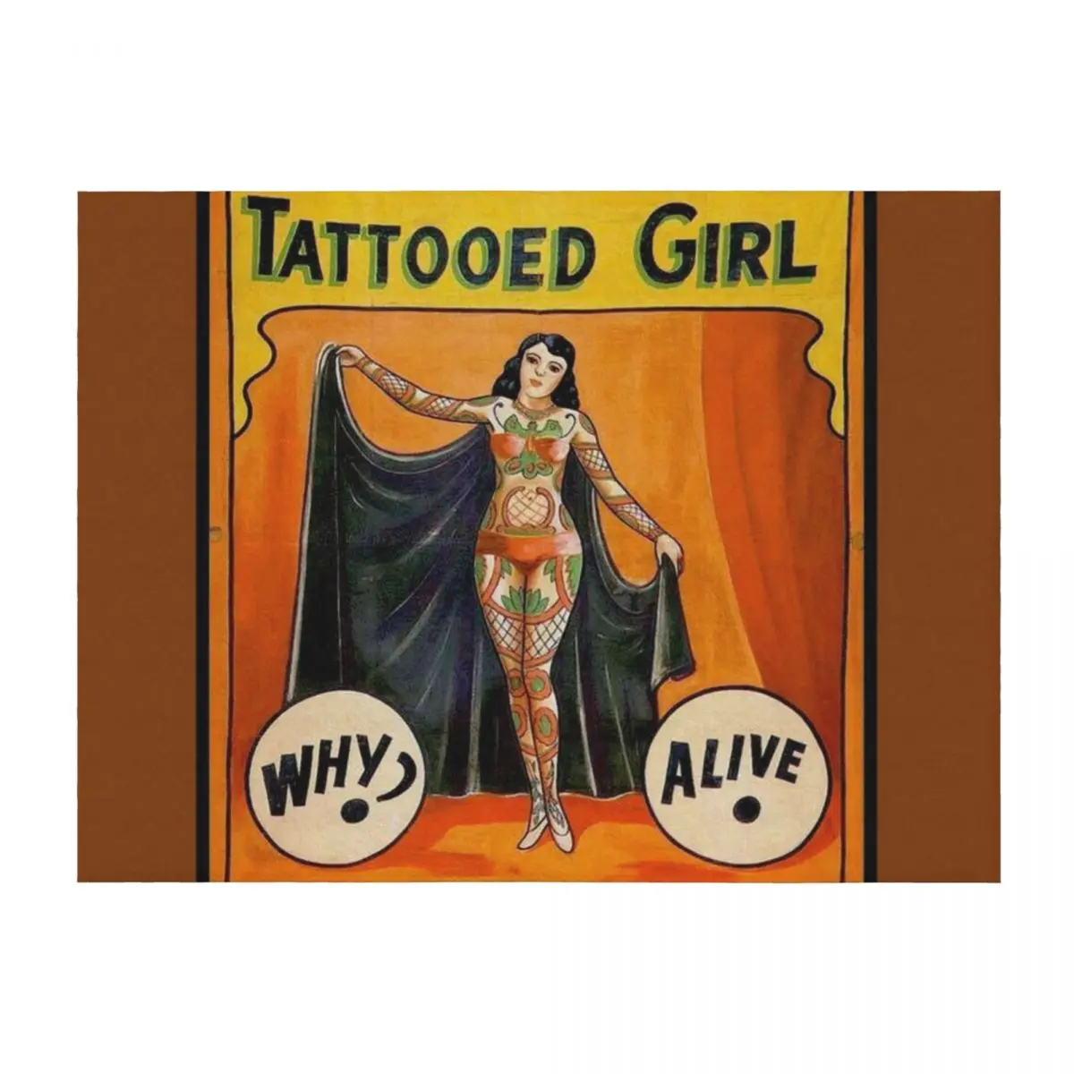 

TATTOOED GIRL : Vintage Circus Sideshow Advertising Print Throw Blanket Tourist Luxury Thicken Luxury Throw Blankets
