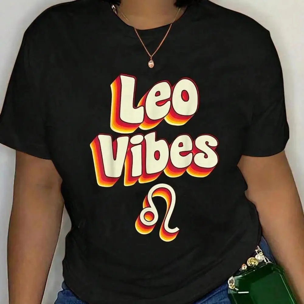 100_ Cotton Retro Leo Zodiac Sign Astrology July August Birthday Leo T-Shirt Men s Women s Soft Breathable Tee Classic Fashion Summer Tops