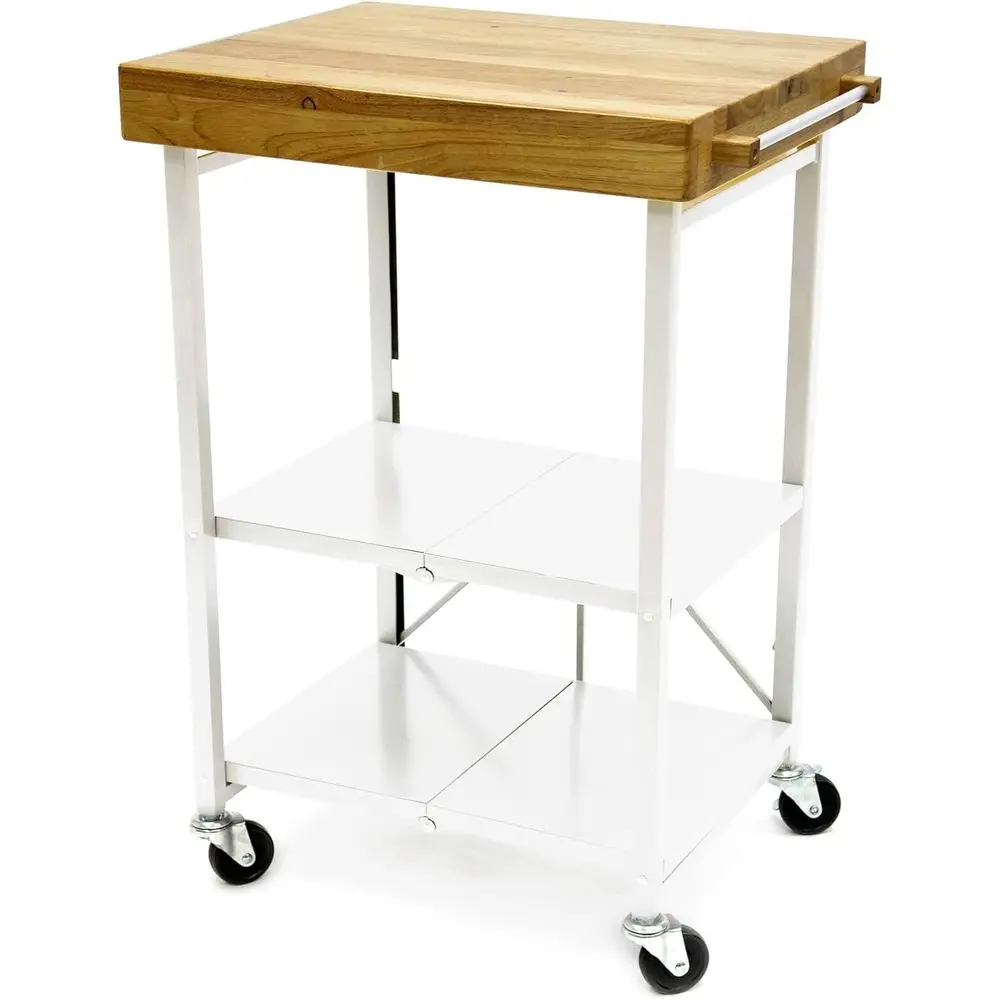 White Rolling Kitchen Island Cart with Storage and Wheels for Efficient Organization