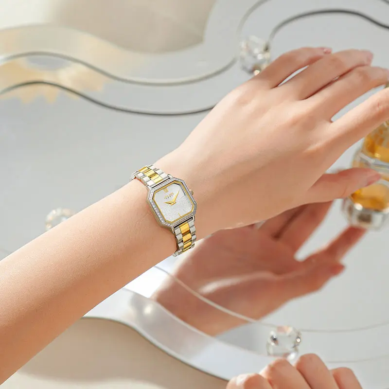 Julius Korean Style Two Tone Stainless Steel Quartz Waterproof Women's Watch Gifts for Woman 1406