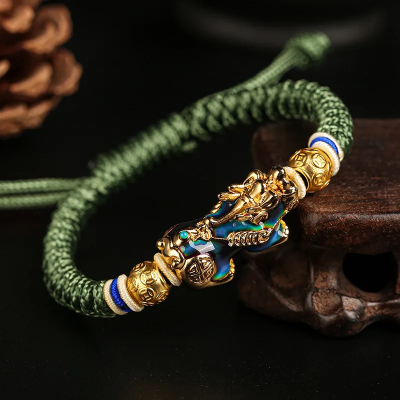 Chinese Loong Temperatures Change Color Pure Copper Brave Fairy Recruit Wealth Fashion Men's Pure Handmade Hand Rope Bracelet